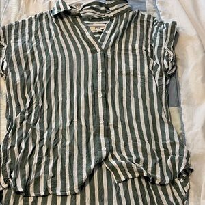 Striped Green and White Women’s Top